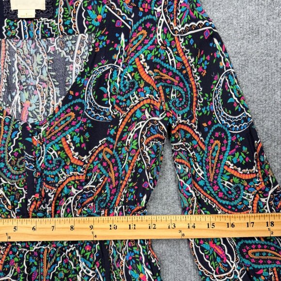 Maeve Anthropologie Boho Paisley Dress Flowy Long Sleeve Navy/Multicolor Size S - Picture 13 of 15